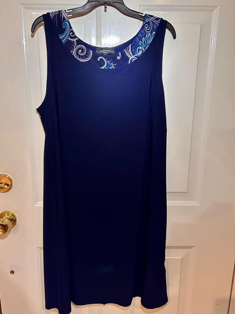 R&M Richards Navy and Teal Paisley Layered Dress Set - Picture 7 of 13